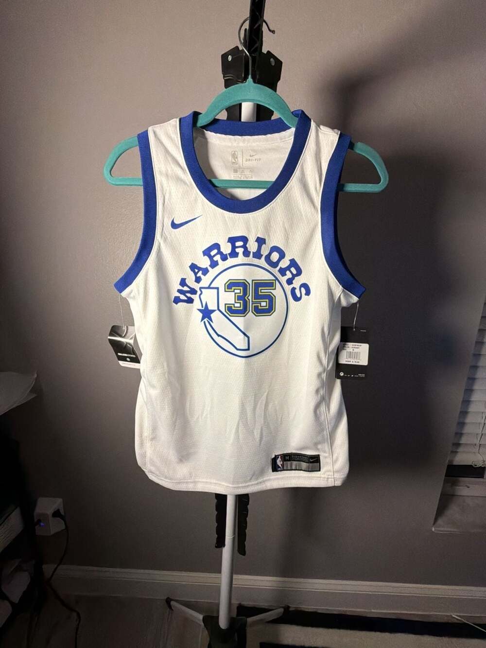 Nike Warriors 35 Size M White Blue Jersey